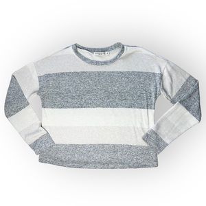 Chance or Fate Gray White Cream Horizontal Stripe Pull over Sweater Womens Small